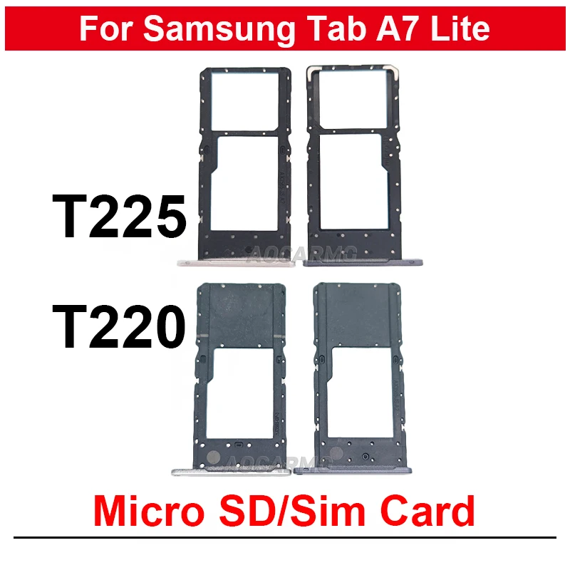 Whit Black Sim Card SD Sim Tray Holder Socket Slot Replacement Parts For Samsung Galaxy Tab A7 Lite SM- T225 T220