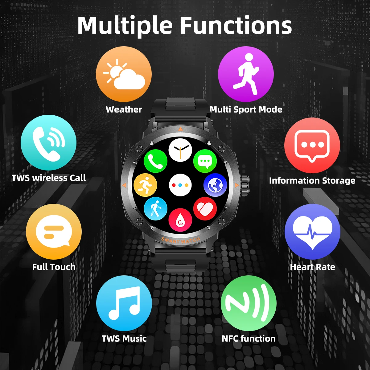 2025 Smart Watch TWS Wireless Earphones NFC Bluetooth Call Men Smartwatch Heart Rate Monitor Play Music Smartwatches Android iOS