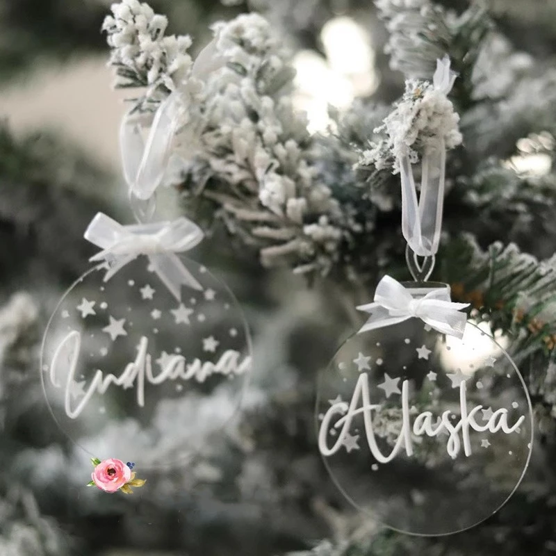 Custom Christmas Tree Baubles Christmas Tree Decor Personalized Christmas Ornament Ball Acrylic Ornament Ball with name