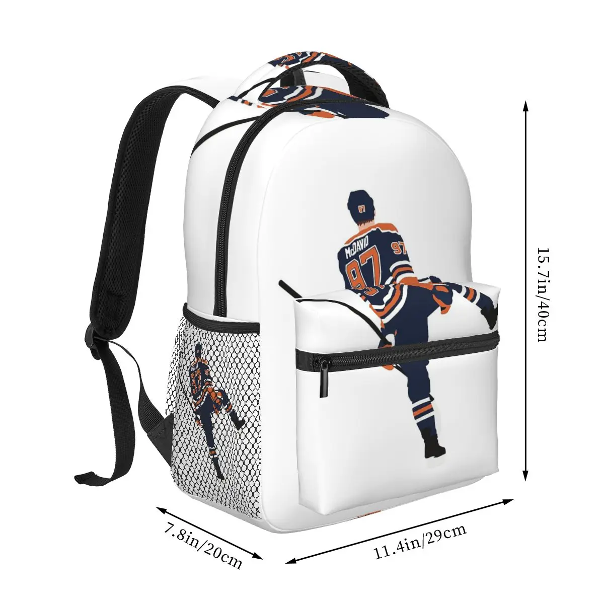 Connor McDavid 97 For Edmonton Oilers Fans Backpack Student Boys Girls BookBag School Bag Laptop Shoulder Bags for Men Women