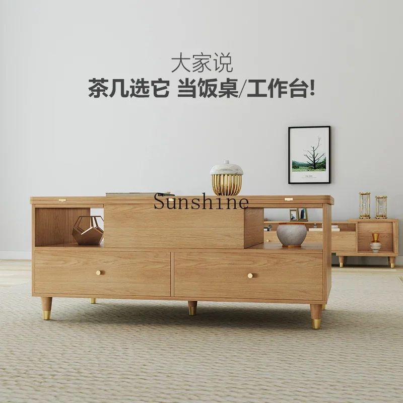 Lifting dual-purpose multi-functional folding living room simple modern small apartment storage Nordic coffee table  FT