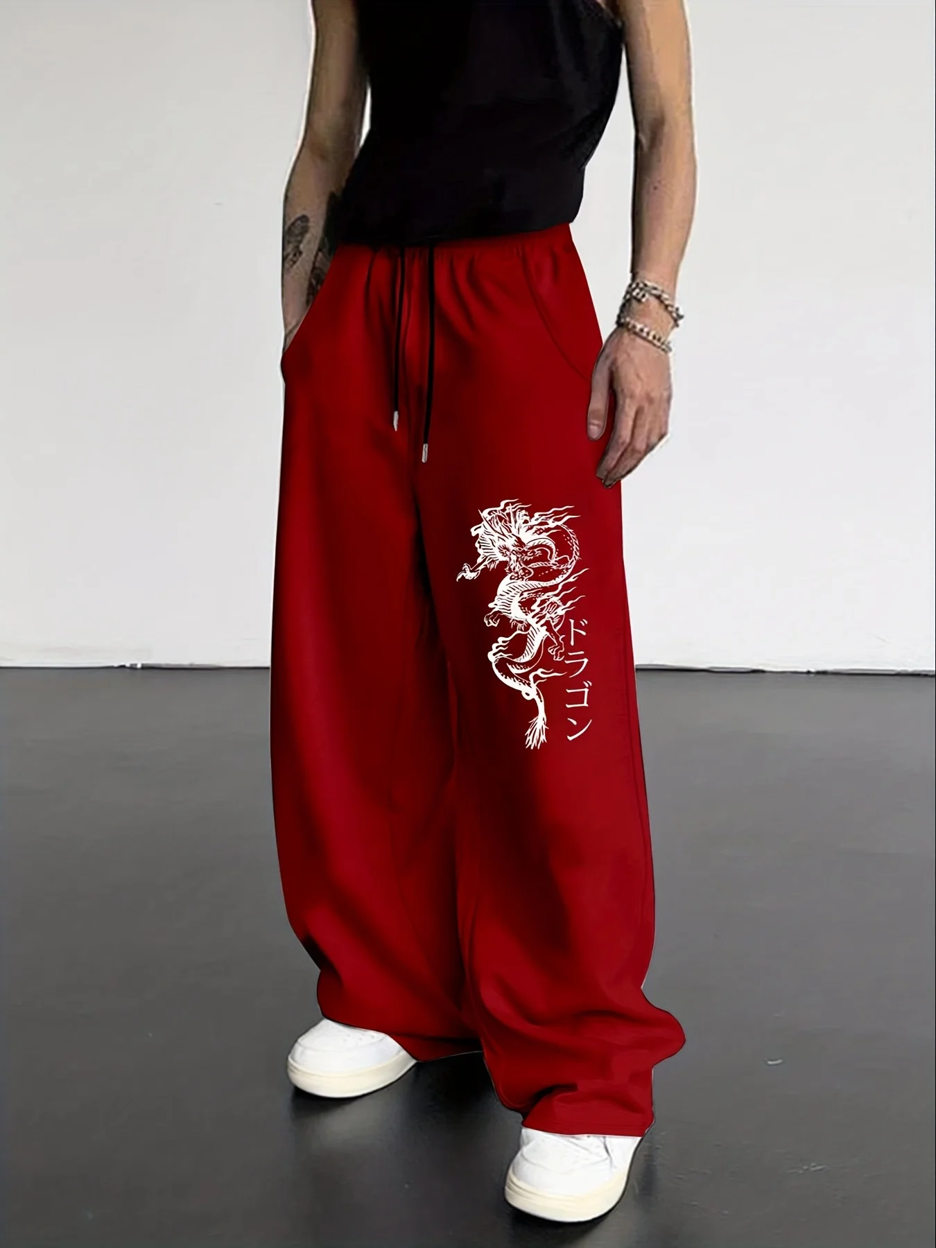 

Мужские спортивные брюки с принтом дракона, на шнурке, классические, удобные, универсальные, повседневные брюки