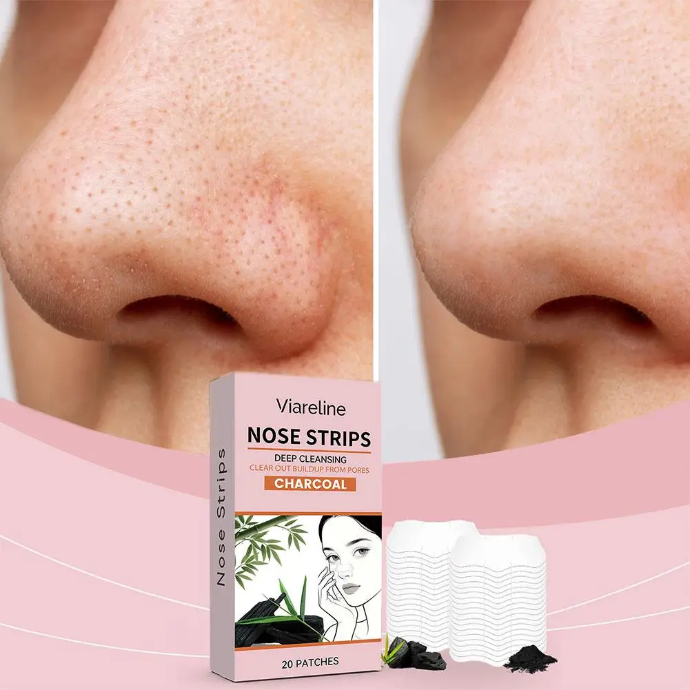 20 pçs unisex cravo remover máscara tiras nasais psiquiatra limpeza poros nariz cabeça preta remover adesivos cuidados com a pele máscara remendo