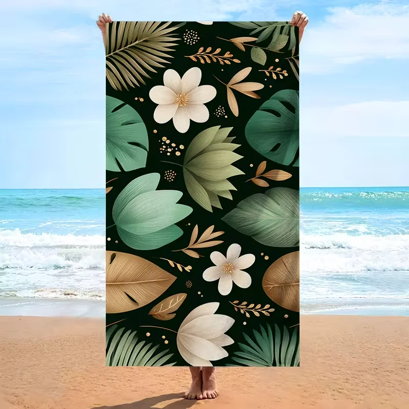 Lotus Flower Koi Fish Beach Towel Quick Dry Absorbent Sand-Free Towel for Summer Pool Spa