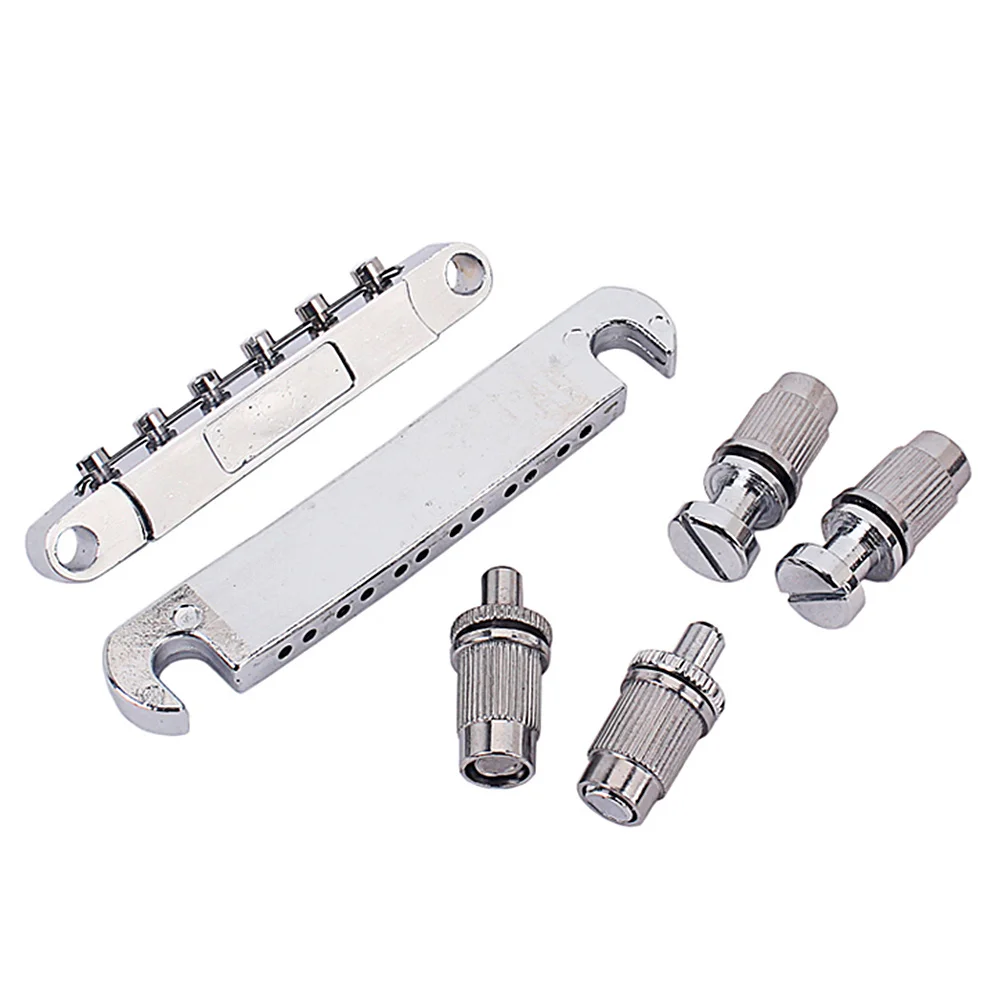 

1Pair Electric Guitar Parts Zinc Alloy Locking Bridge Tailpiece Set Silver 12 String Guitar Replacement Zinc Alloy Bridge