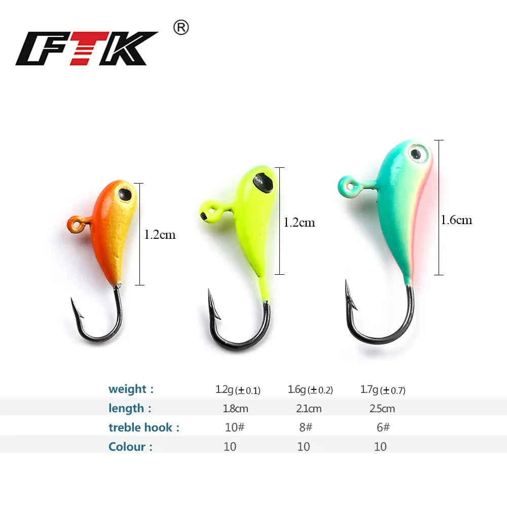 FTK 5PCS/Lot Winter Ice Fishing Lure Exposed Mini head Hook Jigs Bait Fishing Hooks Artificial Bait Fishing Tackle Pesca