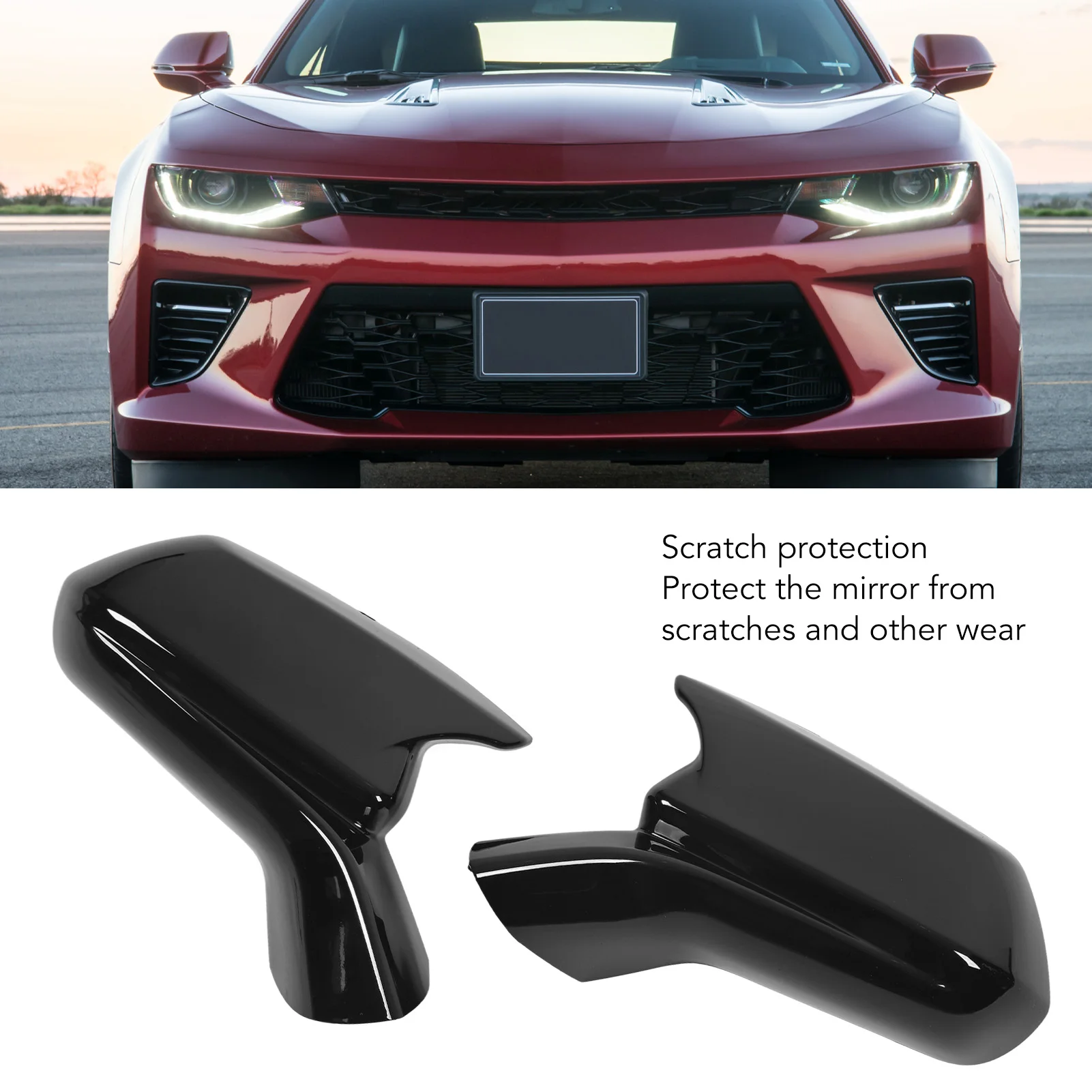 For Chevy Camaro 2016 2017 2018 2019 2020 2021 2022 2023 1 Pair Left+Right Gloss Black Rearview Mirror Cover Housing Cap