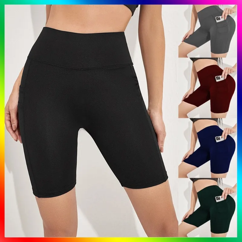 

New Summer Shorts Women Yoga Activewear High Waist Pockets Running Outdoors Short Sport Pants Fashion Quick Drying Yoga Shorts