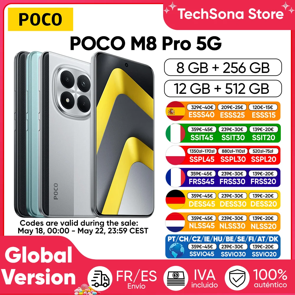 Teléfono Inteligente POCO M8 Pro 5G Versión Global Snapdragon ® 7s Gen 4, Panta…