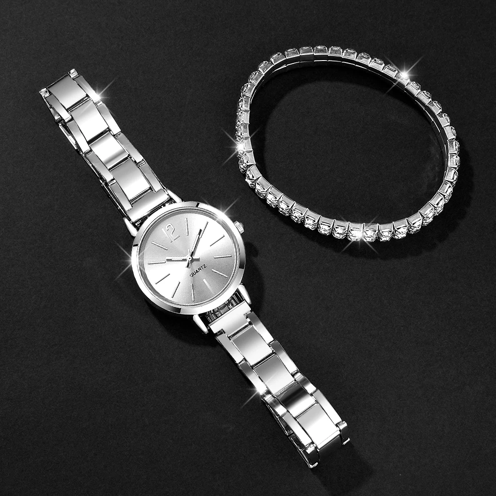 6 шт./2 шт., новый стиль, модный комплект кварцевых часов для девочек, универсальная повседневная одежда, вечеринка на День святого Валентина, Пасхальный Рамадан H