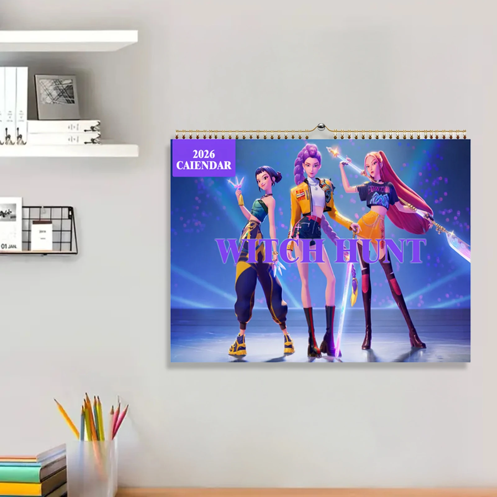 Календарь «Охотник на демонов» 2026, настенный ежемесячный планировщик, высококачественный печатный макет для настольного или настенного использования