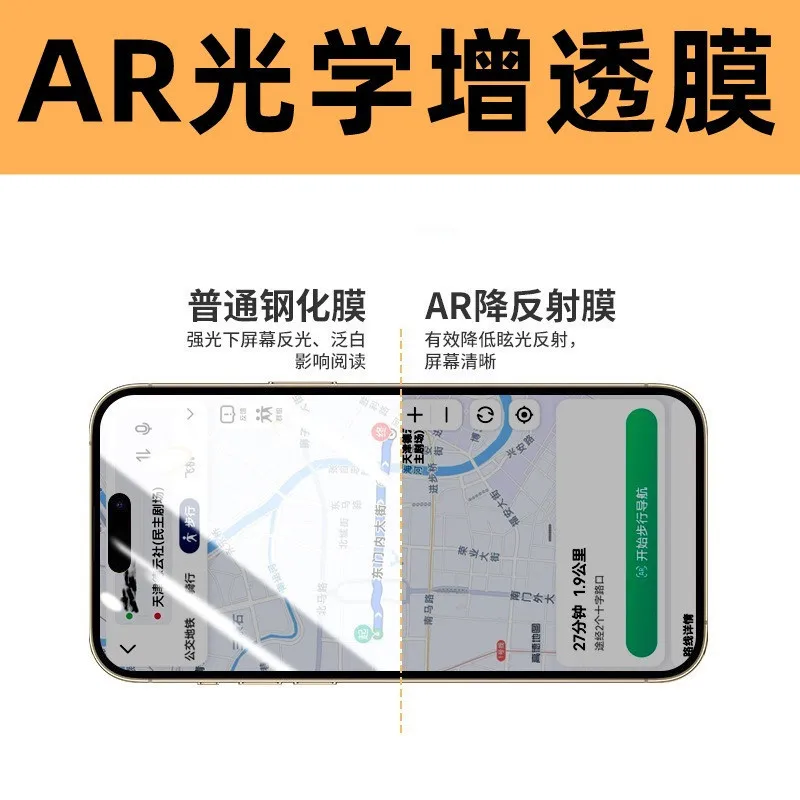 Suitable for Apple 16Pro/16Plus anti reflective tempered film, anti reflective AR optical dustproof mobile phone protection film