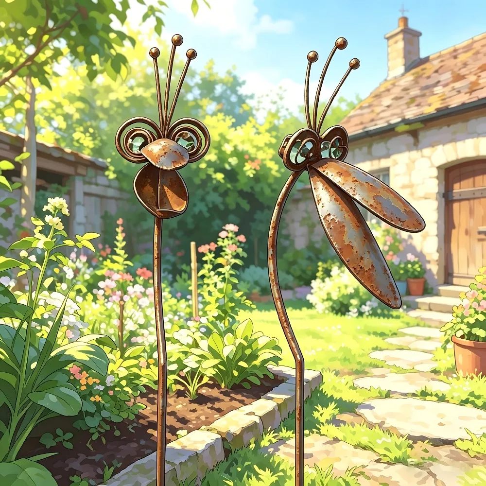 

Retro Rusty Iron Art Big Mouth Bird Insertion with Straight/Reverse Mouth Eye Set with Gemstone Decoration