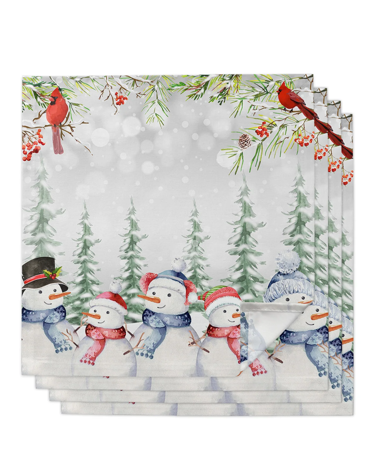 4/6/8pcs Christmas Snowman Table Napkins Cloth Restaurant Table Napkins Wedding Banquet Decor Cloth Napkins