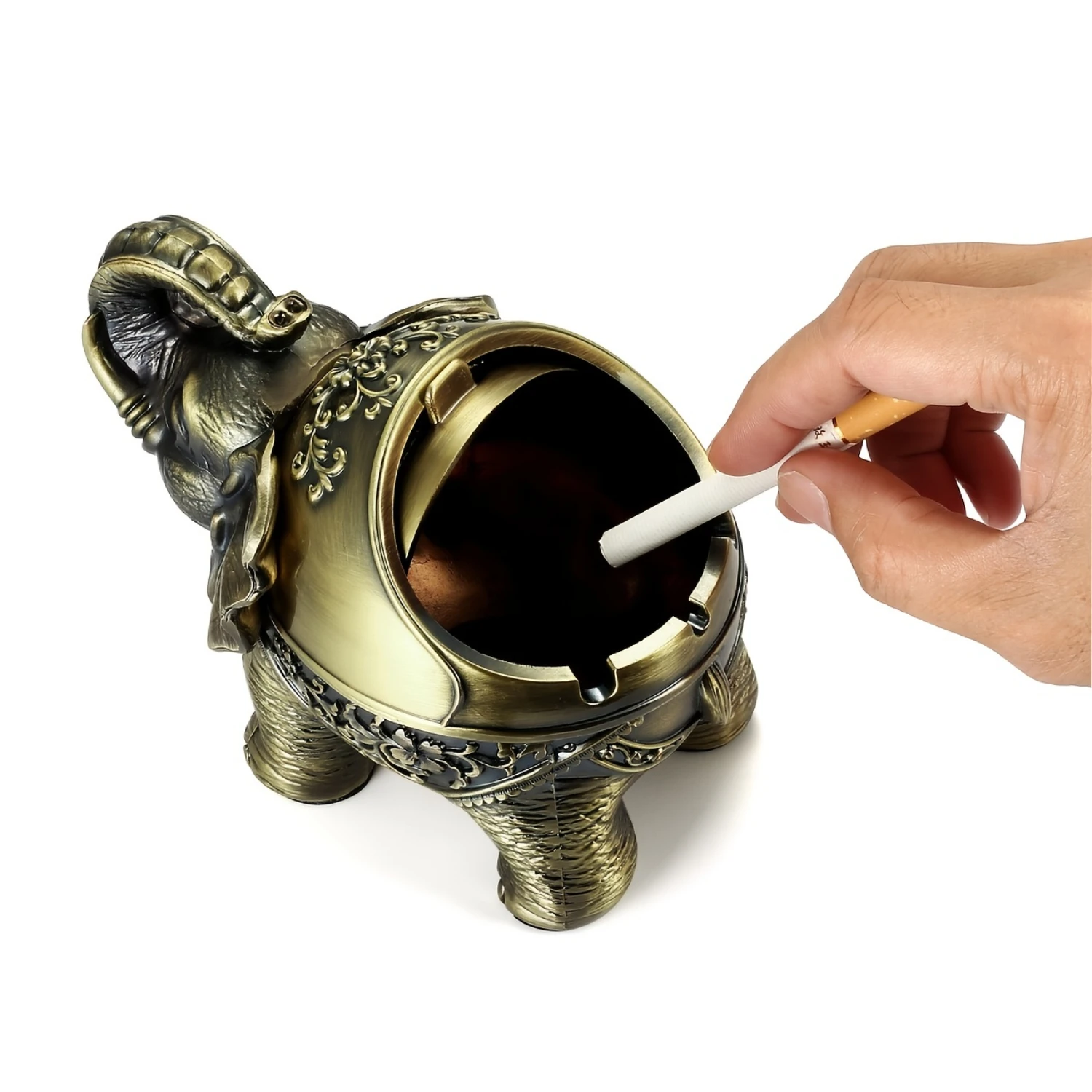 

Elephant-Shaped Zinc Alloy Ashtray Unique Decor, Durable for Indoor/Outdoor Use