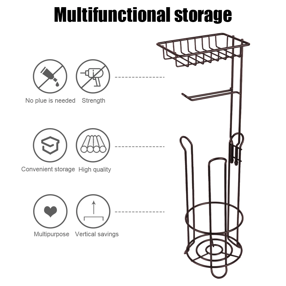 Soporte de papel higiénico para teléfono, estante de almacenamiento multifuncional de acero inoxidable, organizador de rollo de papel para Baño