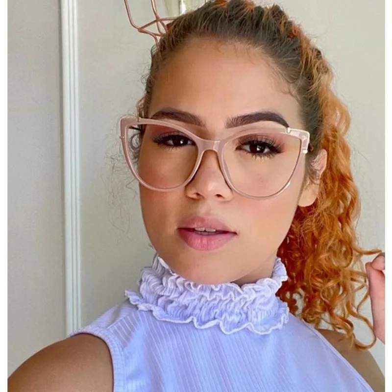 Neue Vintage Cat-Eye Anti-Blaulicht Metall Marken-Brillengestelle für Damen Optische Mode Computer-Brillen