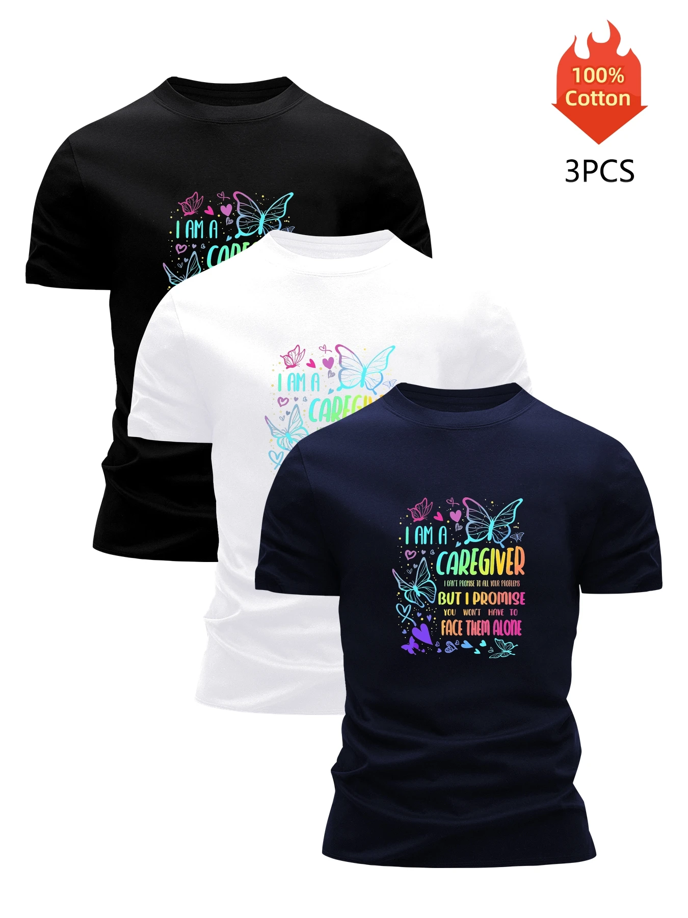 

3 Pack T-Shirt Men's 100% Cotton Graphic Printed Tees Funny Summer Blouse Casual Breathable Cool Luxury High Quality Clothing