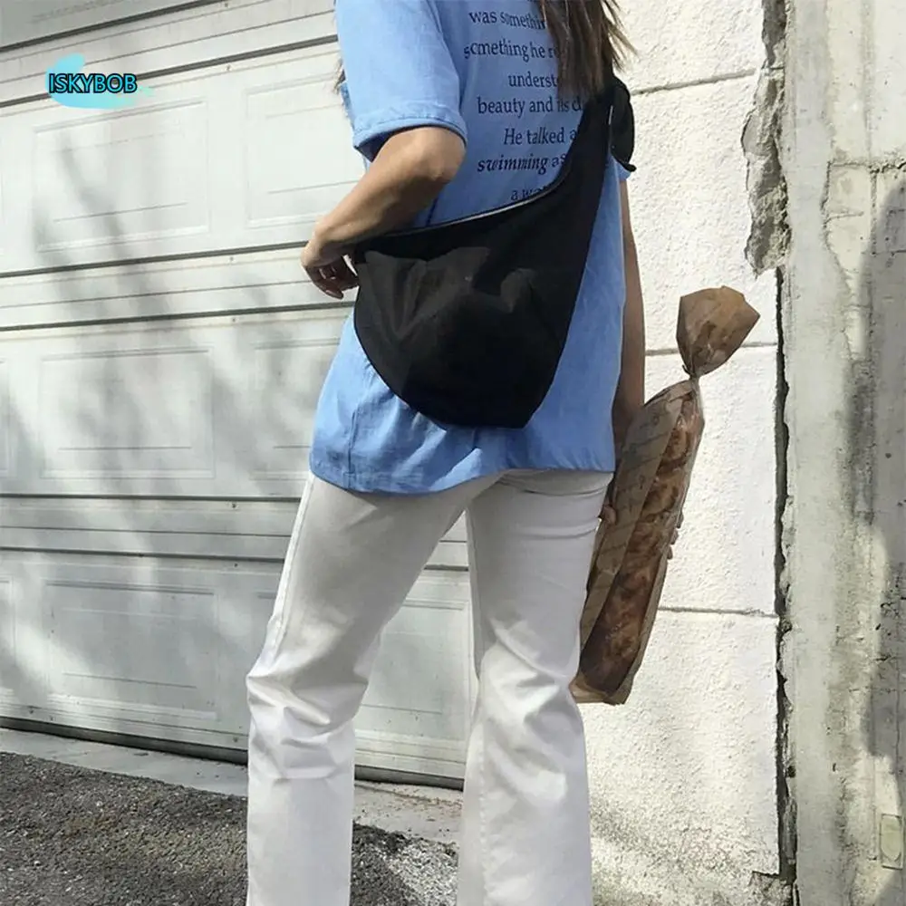 

Portable Large Capacity Canvas Crossbody Bag Korean Style Shoulder Bag Cloth Chest Bag Handbag Waist Bag Dumpling Bag Students