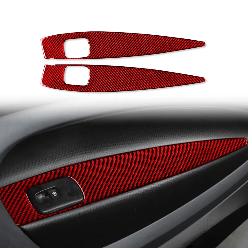 2Pcs Car Window Lifting Lowering Carbon Fiber Decoration Sticker For  Smart 453 Fortwo Forfour Car Accessories Interio