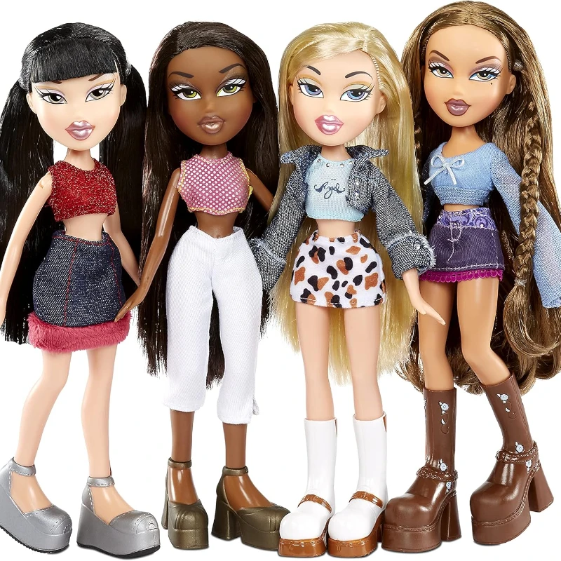 Bratz ตุ๊กตาชุดเสื้อผ้า2ชิ้นสำหรับเด็กผู้หญิงอุปกรณ์เพลย์เฮาส์ตุ๊กตาชุดครบรอบ20ปีของขวัญวันหยุด