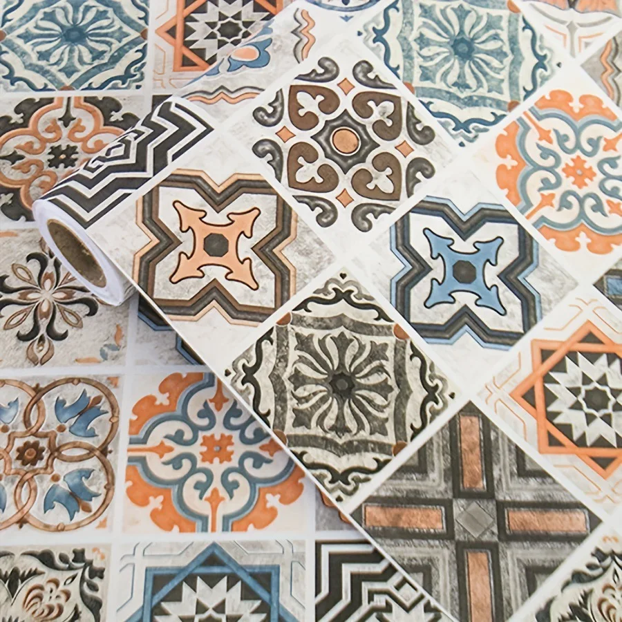 

Tile 3D Waterproof Cabinet Wallpaper Home Decor Furniture Vinyl Wall Self Adhesive PVC Wallpaper Kitchen Cabinet Door Sticker