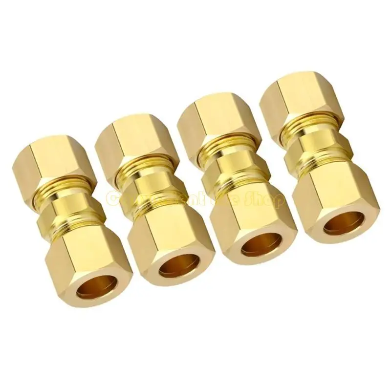 

L1EE Set Of 4 Brass 1/4inch Compression Tube Fittings for Plumbing Connection Refrigerator Water Supply Lines Home Appliances