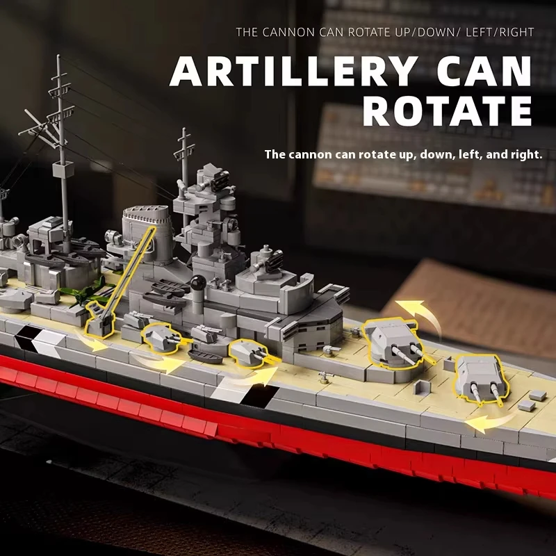 Novo kit de blocos de construção de navio de guerra alemão bismarck da segunda guerra mundial escala 1:300, 2686 peças modelo de navio de guerra naval tijolos brinquedos de haste crianças presentes moc