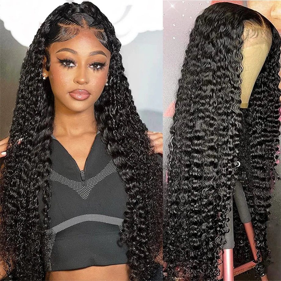 

Kinky Curly 13x4 Lace Front Human Hair Wigs For Women 30 inch Indian Deep Curly Lace Frontal Wig Wet And Wavy Lace Closure Wigs