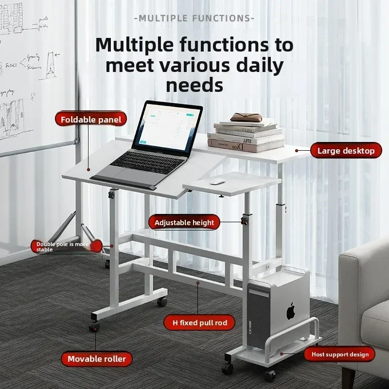 Modern homeBedroom Lifting Computer Desk Multifunctional Table Movable Student Desk