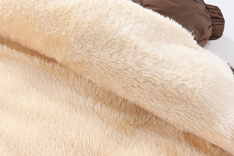 1-8 Jahre Kinder Daunenjacke Herbst Winter Baby Jungen Mädchen Einfarbig Bärenohren Lammwollfutter Dicke Kapuzenjacke – Detail 17
