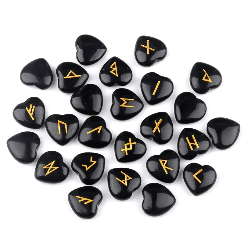 

Natural Chakra Semi-precious Stone 25pcs/Set 20mm Heart Shape Amethyst Luen Symbol Reiki Healing Zodiac Constellation Symbols