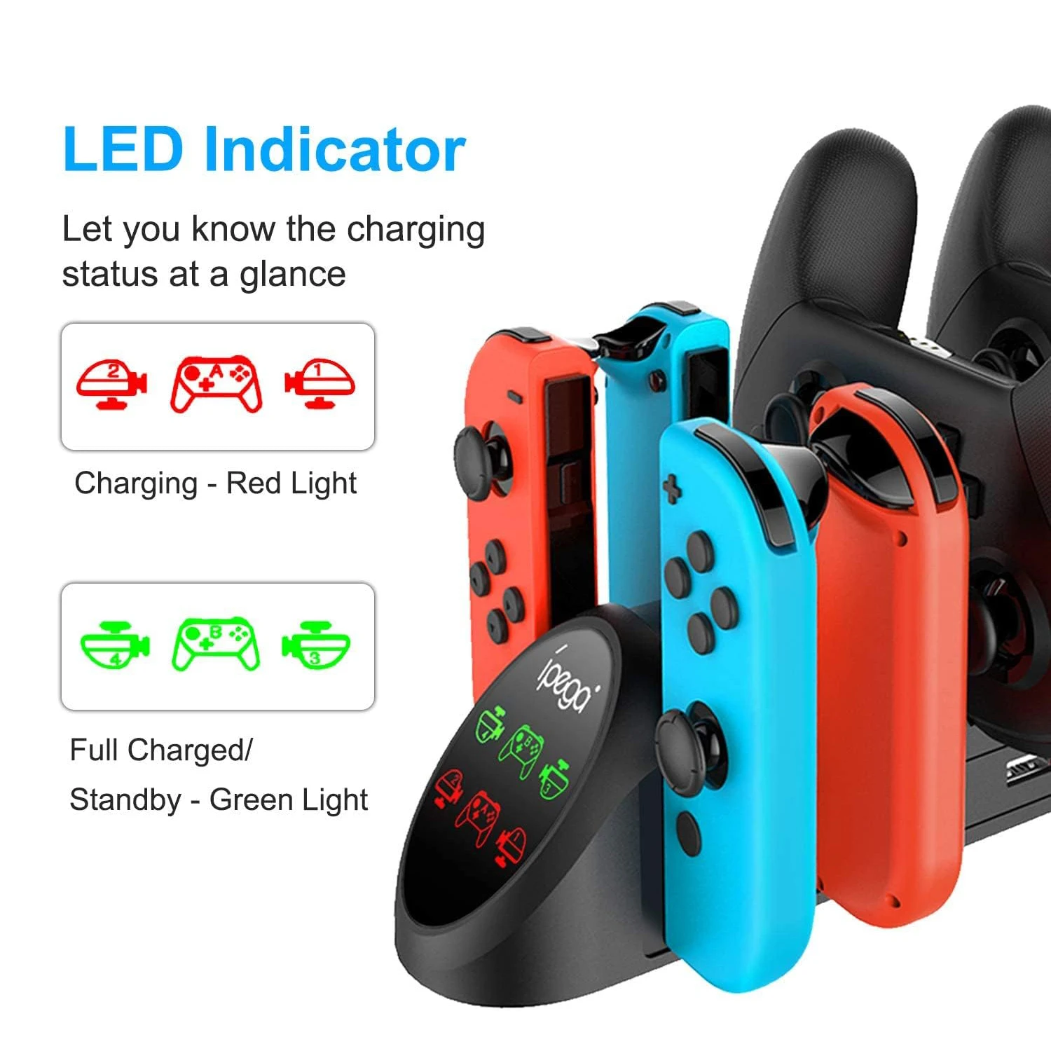 Station de chargement pour contrôleurs Nintendo Switch et chargement Joy Con, support de chargeur multifonction avec 2 prises USB et 2.0 Ports