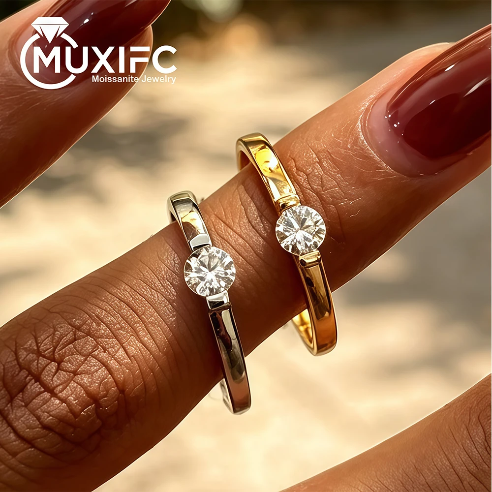 0.3ct Round Cut Moissanite Engagement Ring for Women 4mm Solitaire Diamond Ring Wedding Bands 925 Sterling Silver Jewelry Gifts