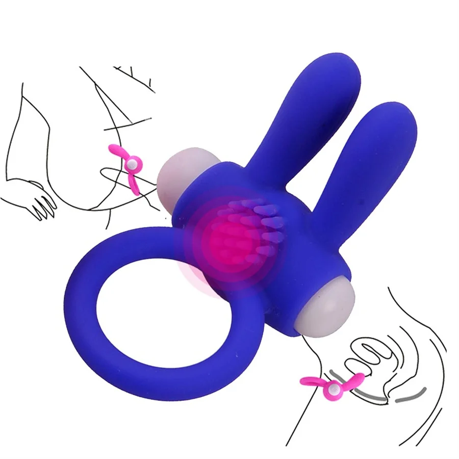 Elastic Rabbit Penis Vibrator Ring Delay Ejacualtion Sex Toys for Men Couples Clitoris Massager Silicone Cock Ring Adult Game