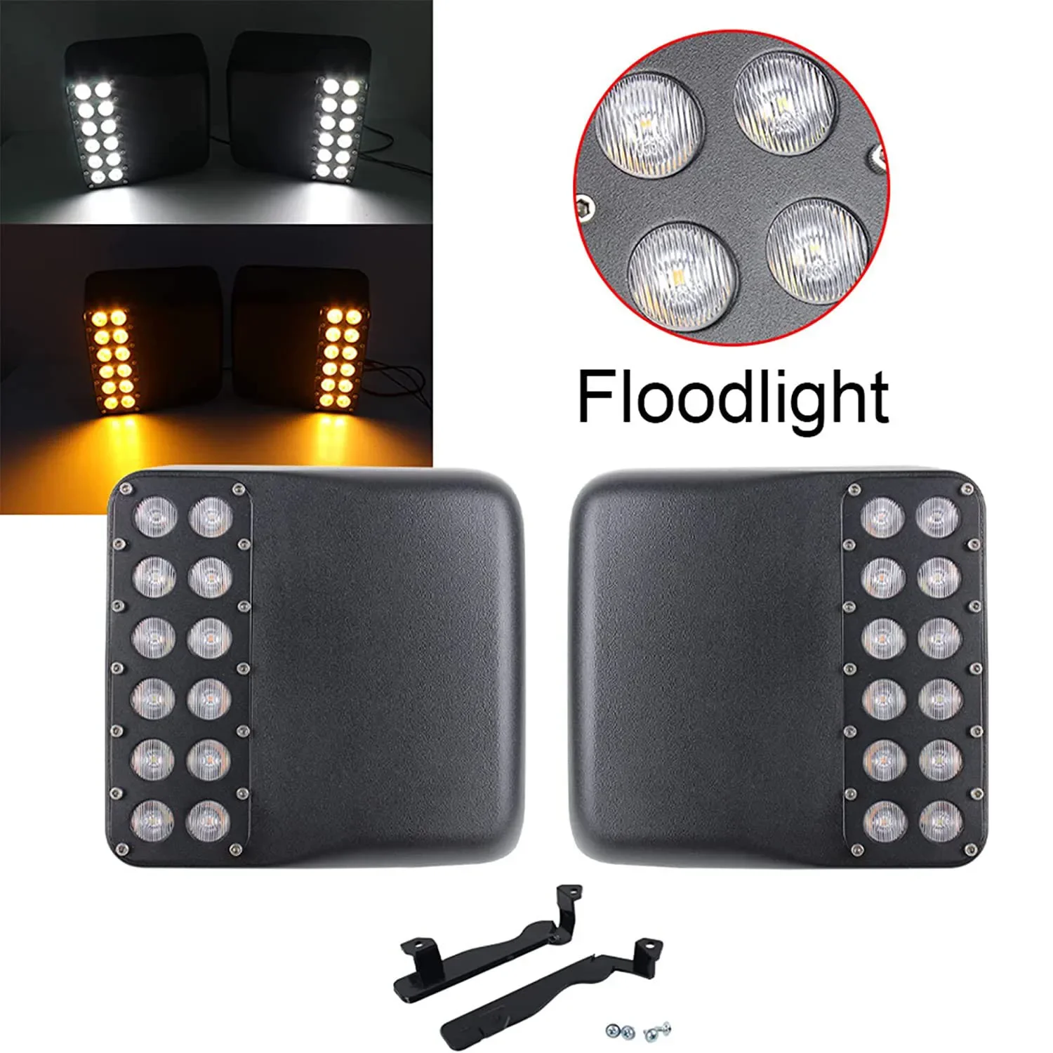 LED Side Rearview Mirror Housing w/ Dual Row Turn Signal Lights Daytime Running DRL For Jeep Wrangler JK JL Gladiator JT 2007+