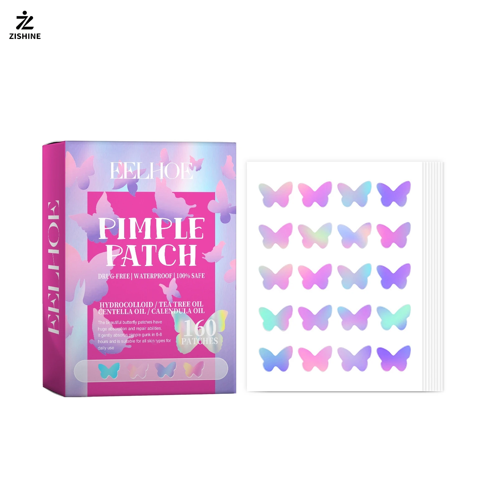 160PC colorful butterfly anti-acne patches invisible breathable hydrocolloid anti-acne patches acne marks concealer makeup