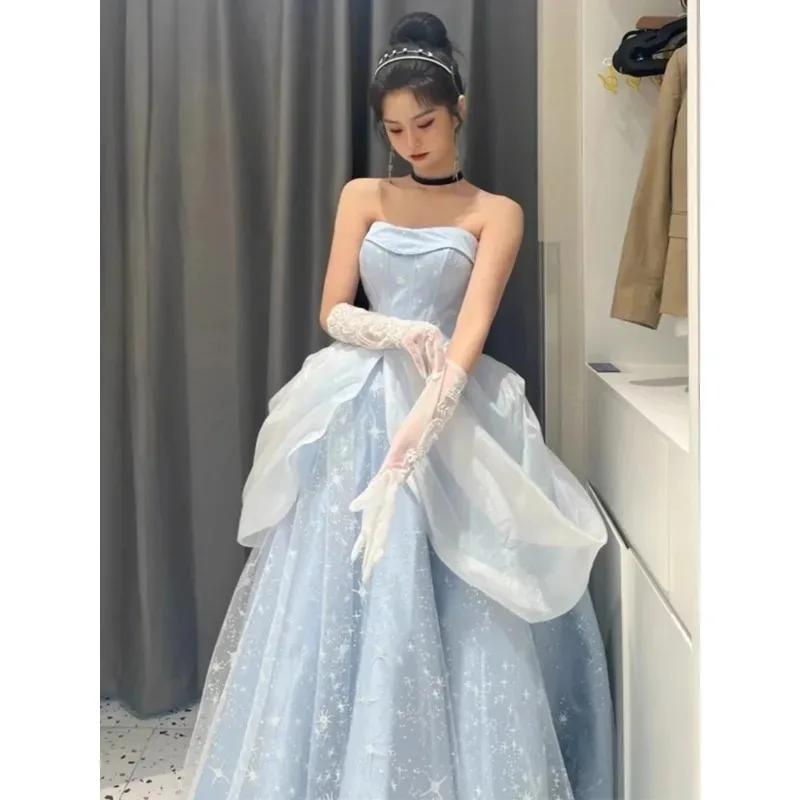 Синее платье для выпускного вечера