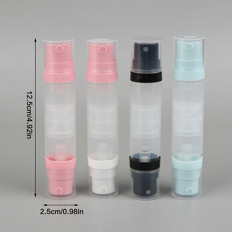 5ml + 5ml dupla cabeça imprensa a vácuo tipo spray/loção garrafa recarregável maquiagem cosméticos creme gel hidratantes recipiente líquido