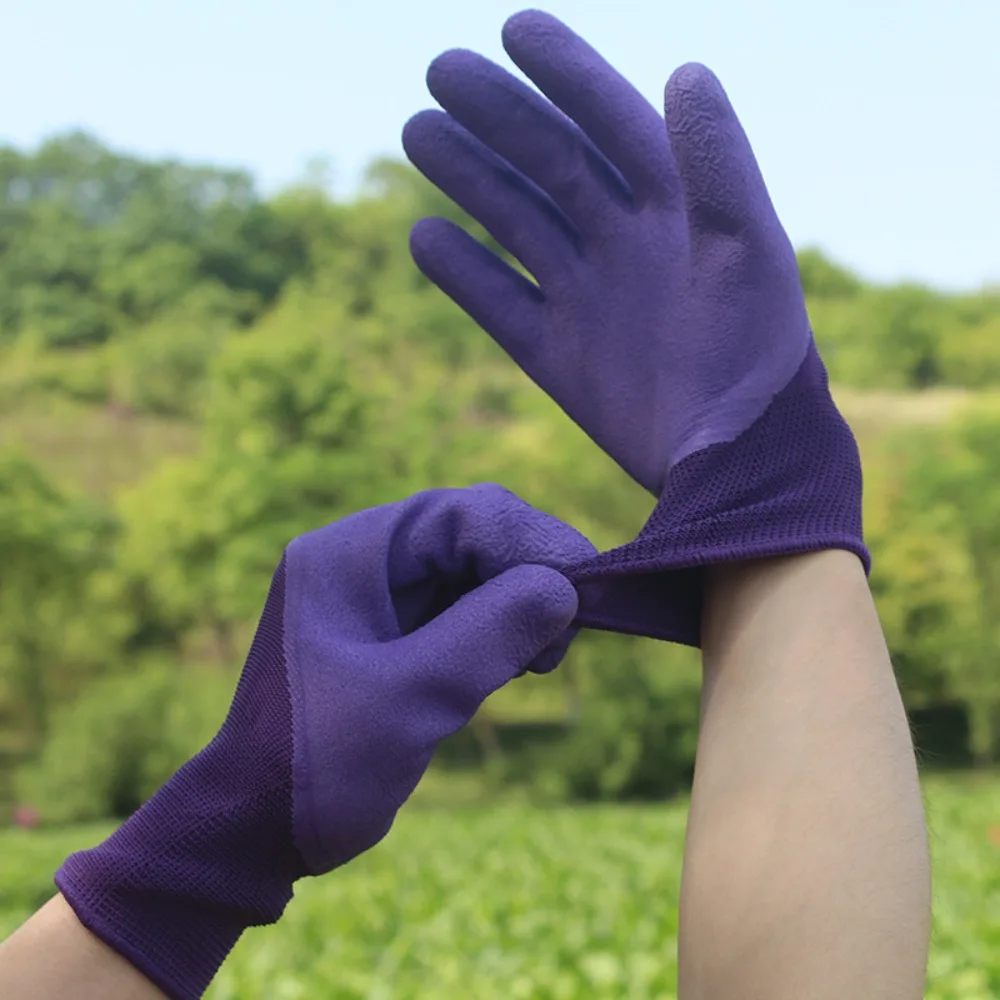 

4Pairs Latex Material Gardening Gloves Prick-proof Design Permeable Fabric Prick-proof Gloves Lightweight Non-slip
