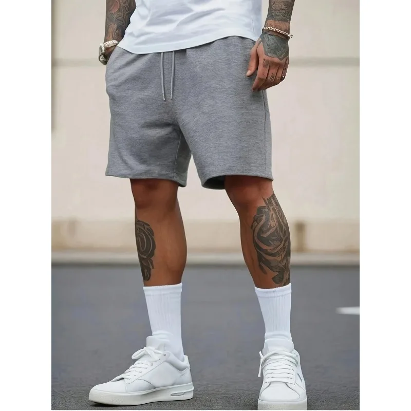 شورت رجالي بجيوب جانبية وحزام خصر مطاطي برباط، مناسب للشورت الرياضي الكاجوال والمتعدد الاستخدامات في جميع المواسم