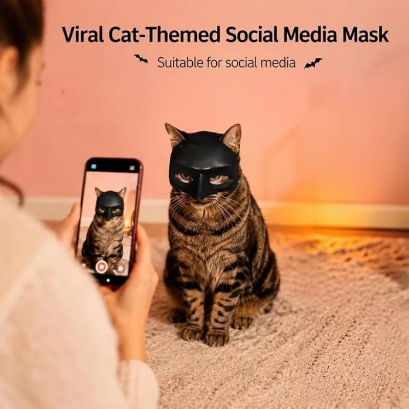 3D Printed Funny Cartoon Cat Mask for Pets, Weird Halloween Cosplay Cat Costume, Lightweight Pet Party Favor Accessory Gift - view 5