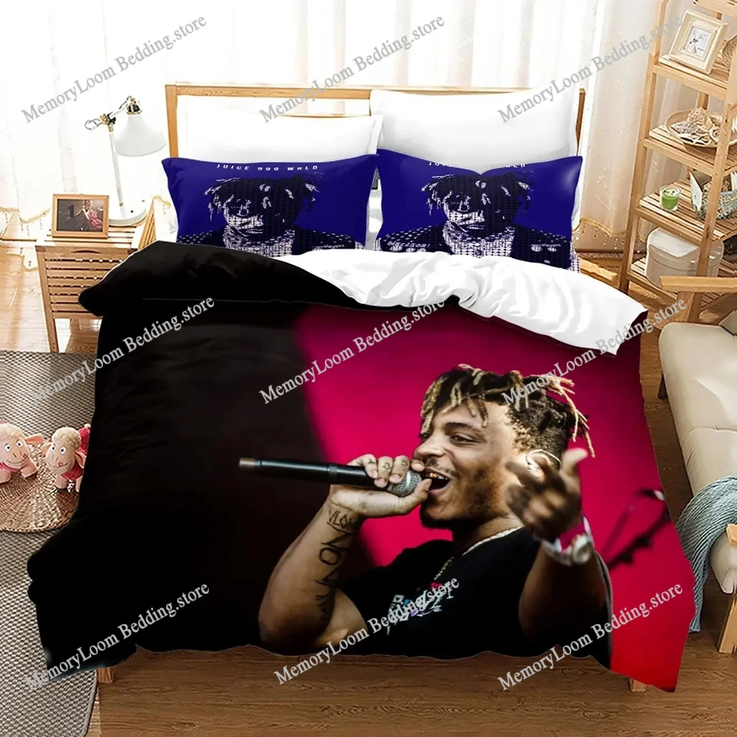 New Juice Wrld Bedding Set Single Twin Full Queen King Size Stars Juice Wrld Bed Set Aldult Kid Bedroom Duvetcover Sets 3D