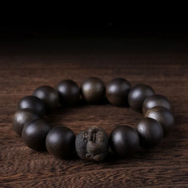 

Natural Full Submerged Nha Zhuang Kyara White Agarwood Maitreya Beads High-End Collectables-Autograph Bracelet Men