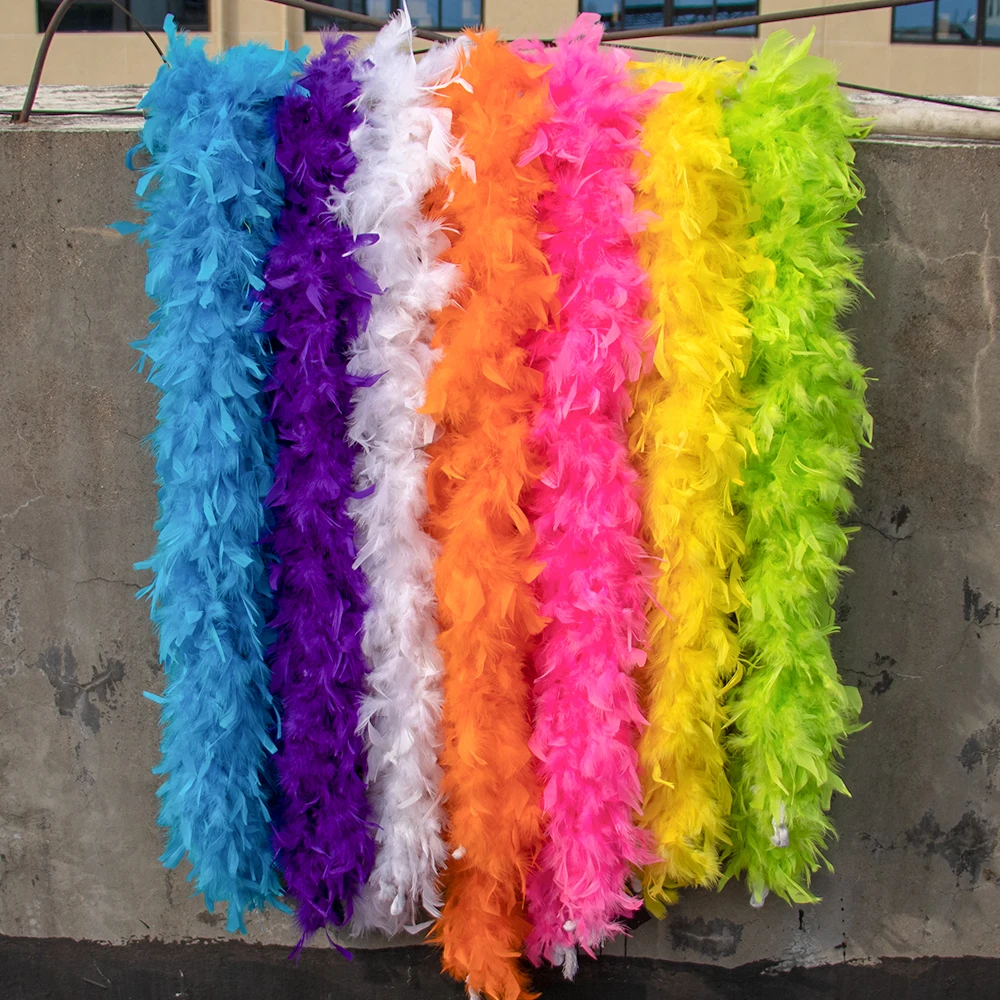 2Yard Marabou Turkey Feather Boa for DIY Craft Christmas Halloween Decor Pluma Shawl Wedding Dress Carnival party Costume 38-90g