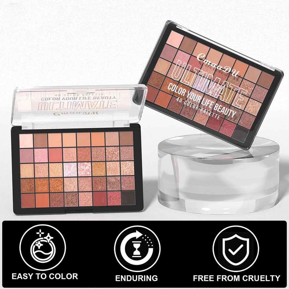 Tavolozza di ombretti glitterati da 40 colori Tavolozza di ombretti nudi impermeabili opachi luccicanti Tavolozza di trucco metallizzato pigmentato