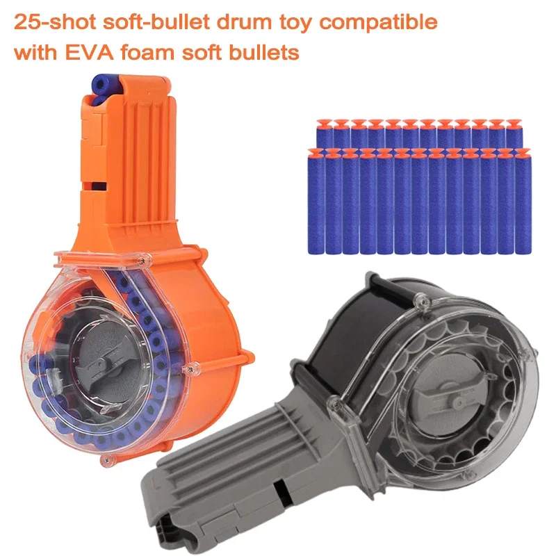 25-round-drum-magazine-kids-soft-shot-gun-replacement-mag-fits-eva-foam-soft-bullet-ammo-toy-accessory