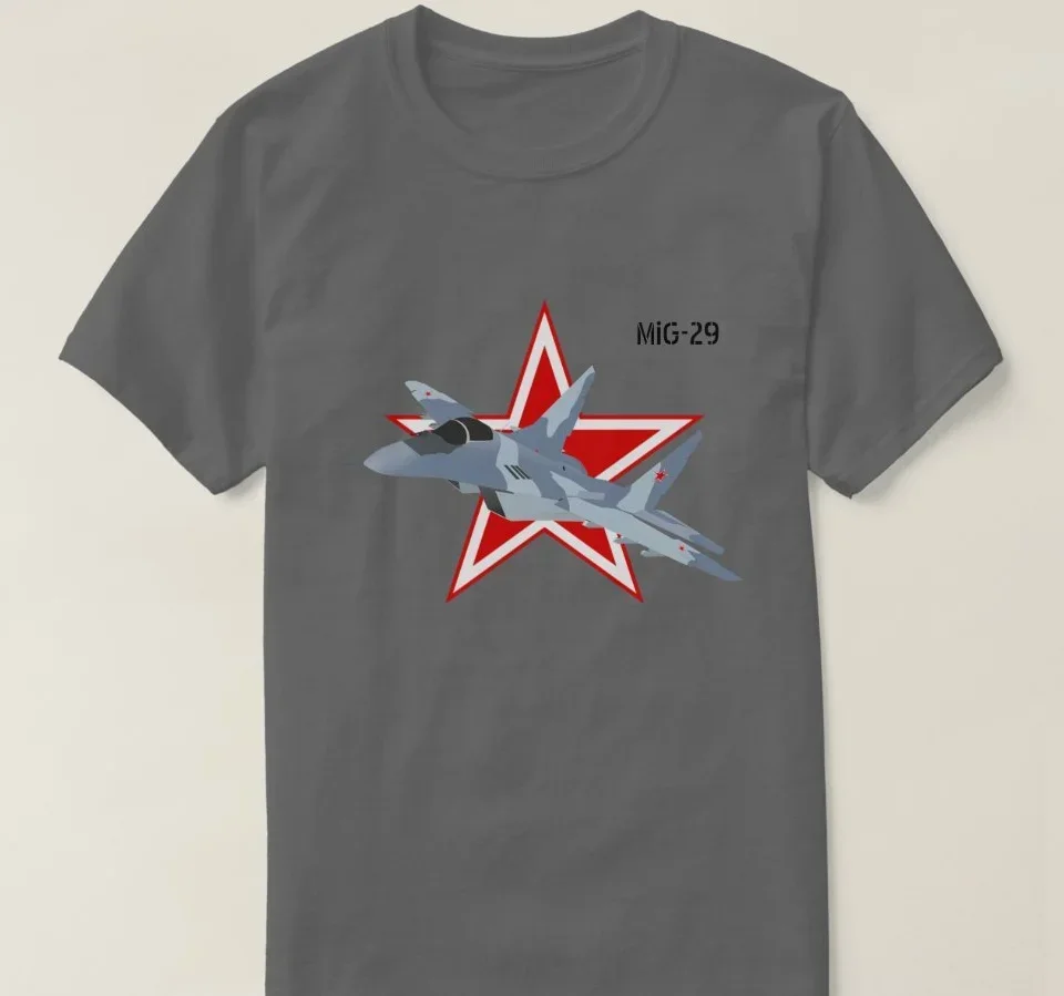 Russian Aerospace Force MiG-29 Fulcrum Fighter T-Shirt 100% Cotton O-Neck Summer Short Sleeve Casual Mens T-shirt Size S-3XL