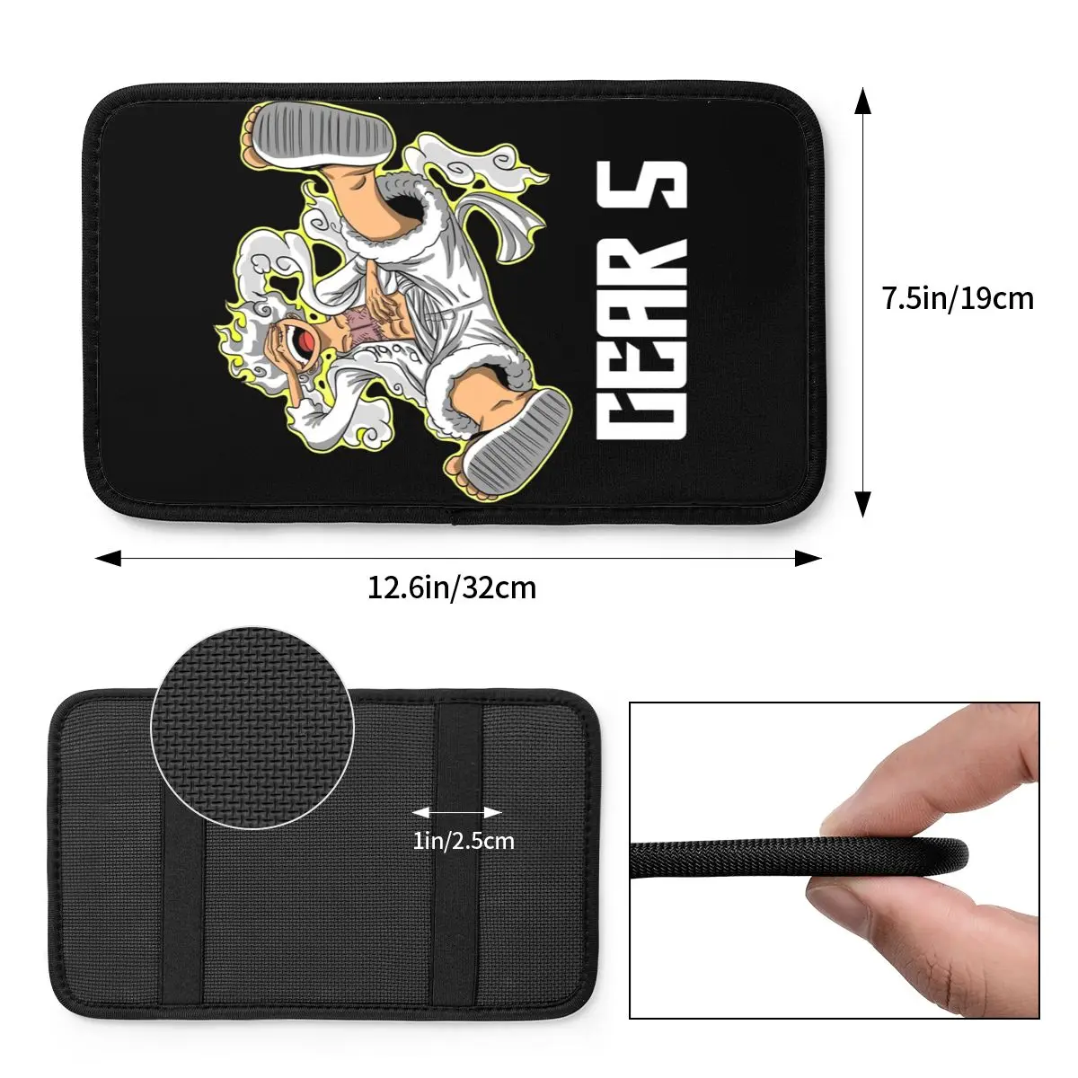 Luffy Gear 5 Manga Center Handle Box Pad Cushion for Universal Cars One Piece Auto Interior Arm Rest Cover Mat