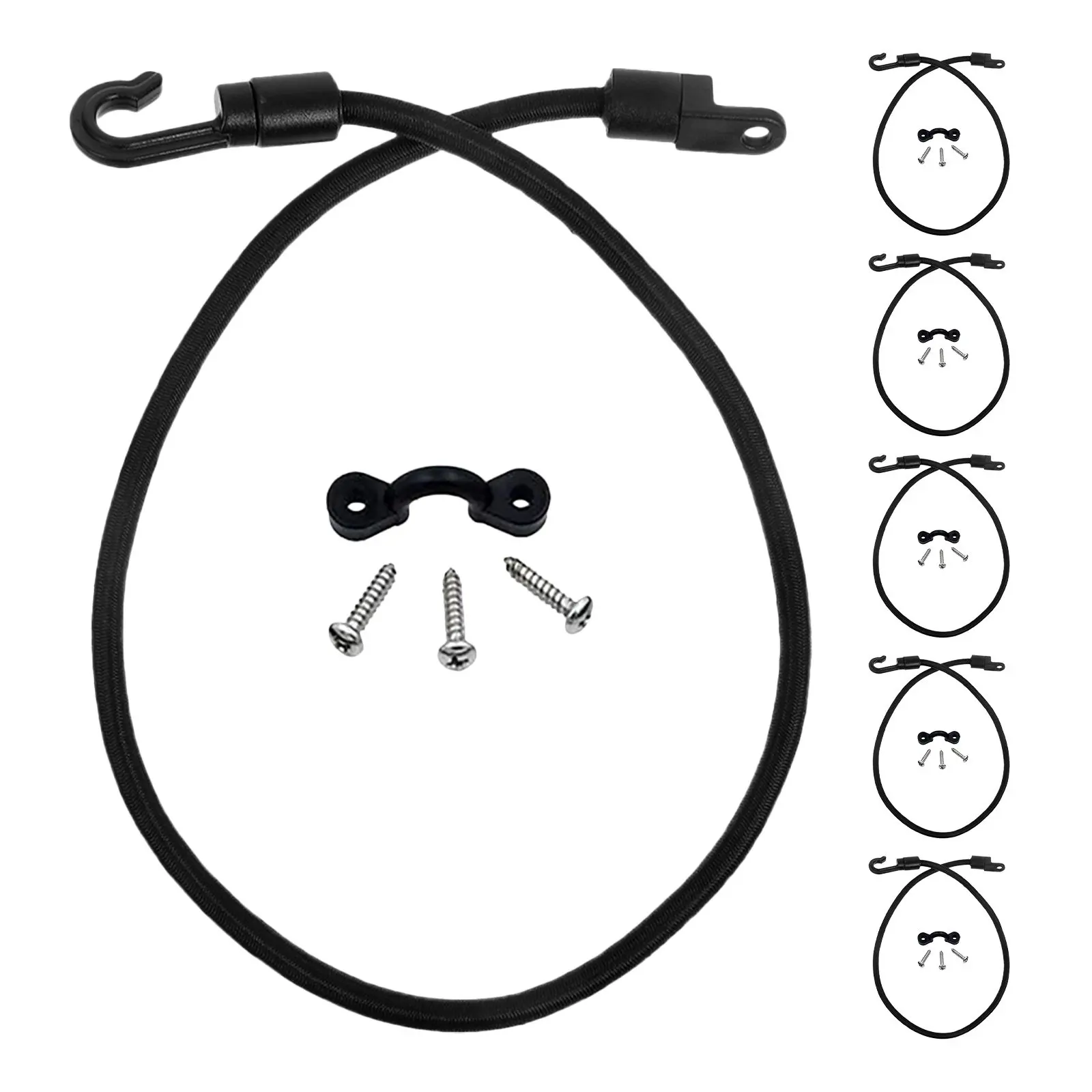 Kayak Deck Bungee Cord Set 6Pcs Weatherproof Adjustable Hook Kit for Fishing Rods Coolers Dry Bags